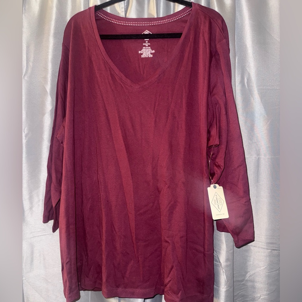 St. John Collection Deep Burgundy Long Sleeve Top